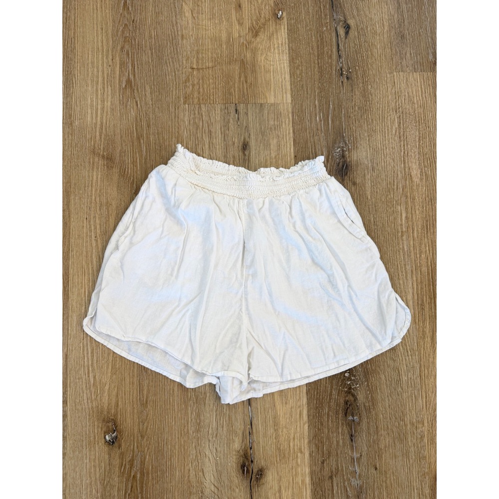 Aerie Womens White Smocked High Waisted Relaxed Shorts‎ Size XS